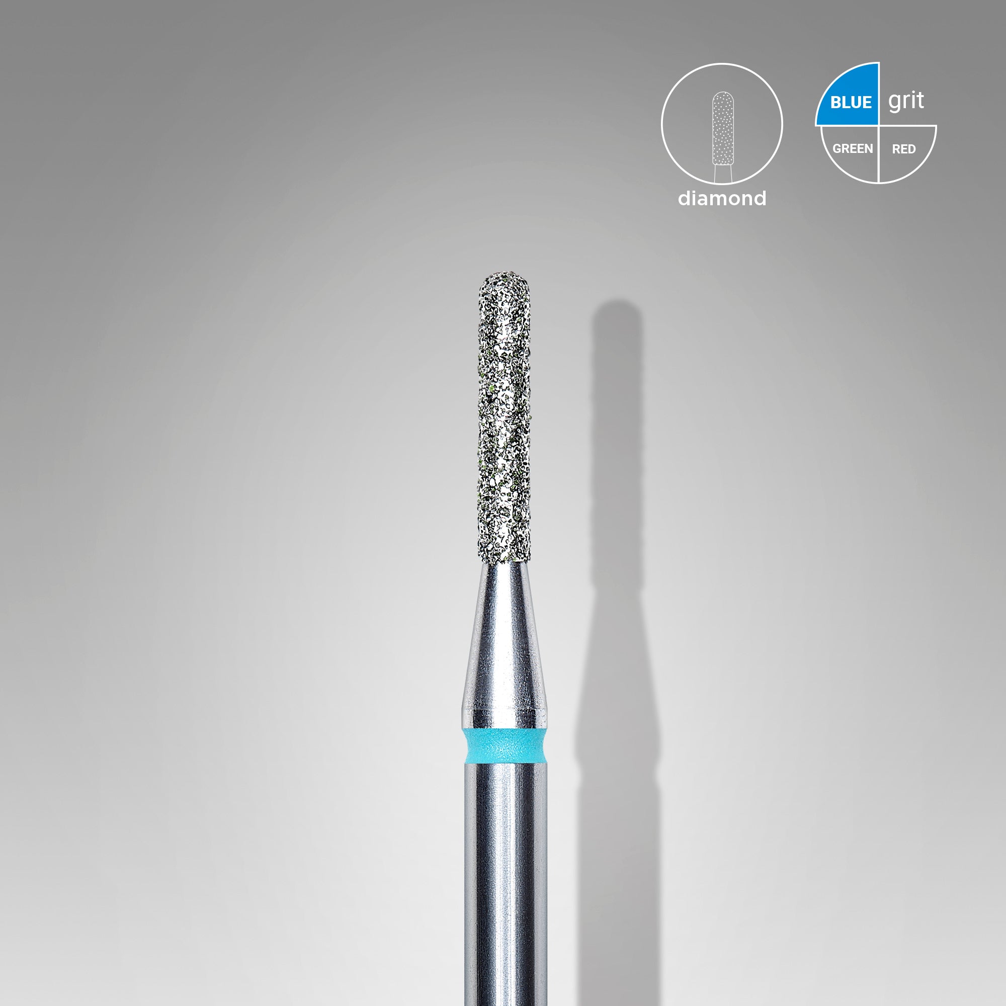 Diamond nail drill bit, rounded "cylinder", blue, head diameter 1.4 mm/ working part 8 mm image 0
